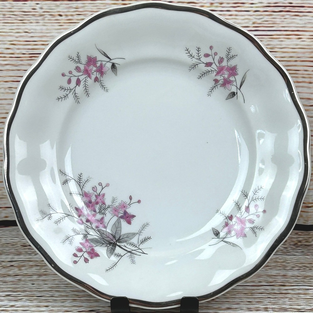 Favolina Karolina Jarolina Porcelain Salad Plate 3879 Floral Silver Scalloped 12